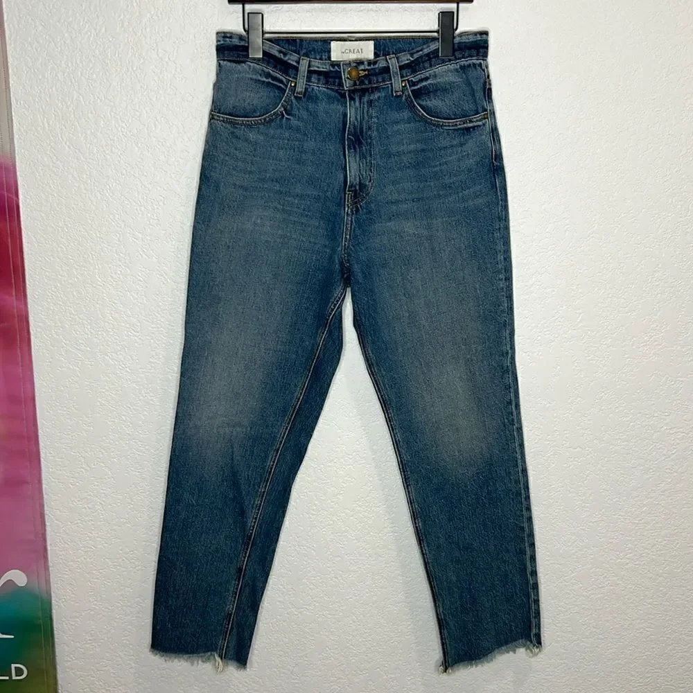 The Great.  THE SLOUCH TAPER JEAN Darker Wash Size 26 - Picture 2 of 15